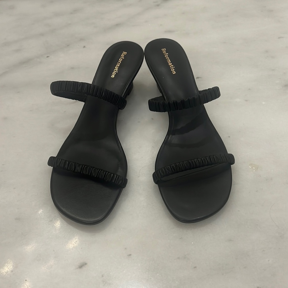 Reformation Amaya Ruched Wedge Sandal